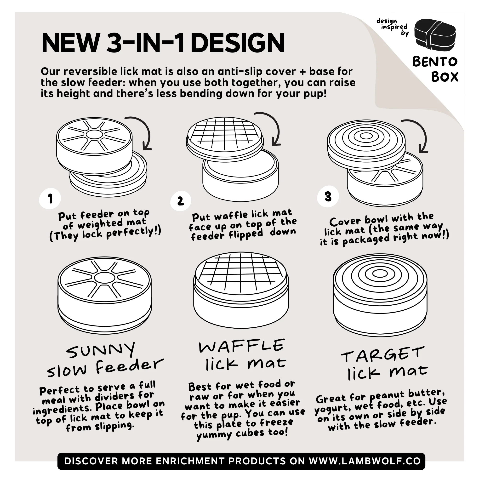 LAMBWOLF COLLECTIVE 3-IN-1 BENTO Leckmatte + Slow Feeder