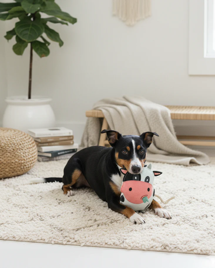 BUDDY. Hundespielzeug aus Leder "Kuh"
