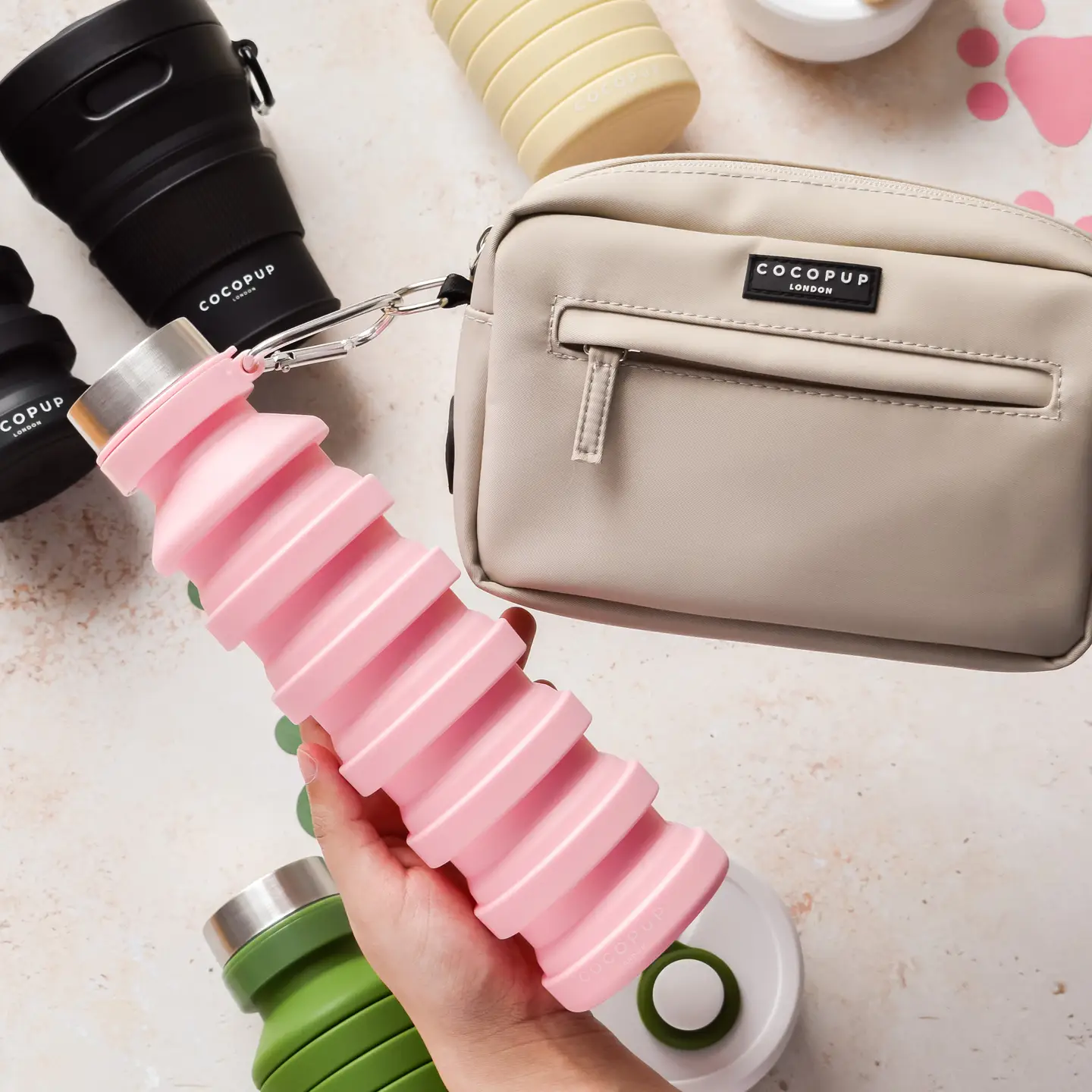COCOPUP London Zusammenklappbare Trinkflasche – Pink