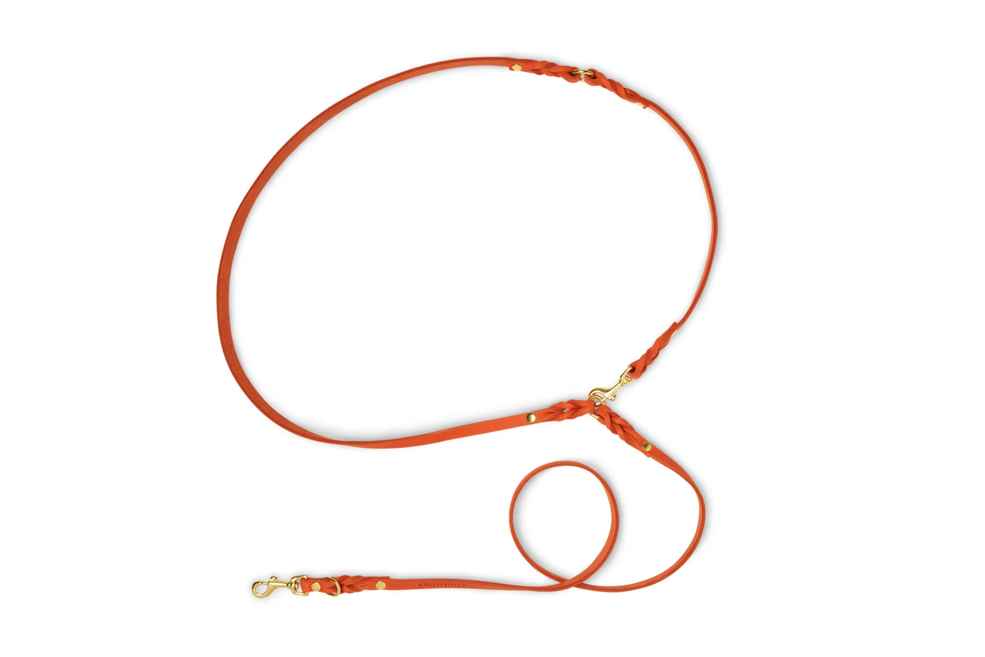 MOLLY & STITCH Butter Leather 3x verstellbare Hundeleine – Mango - Größe L