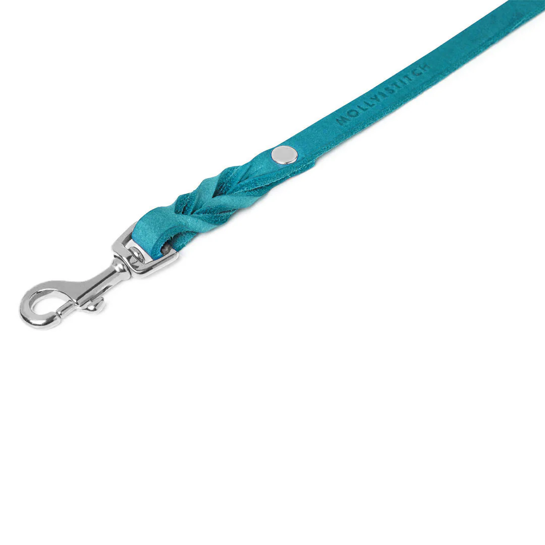 MOLLY & STITCH Butter Leather 3x verstellbare Hundeleine – Fiji Blue - Größe S