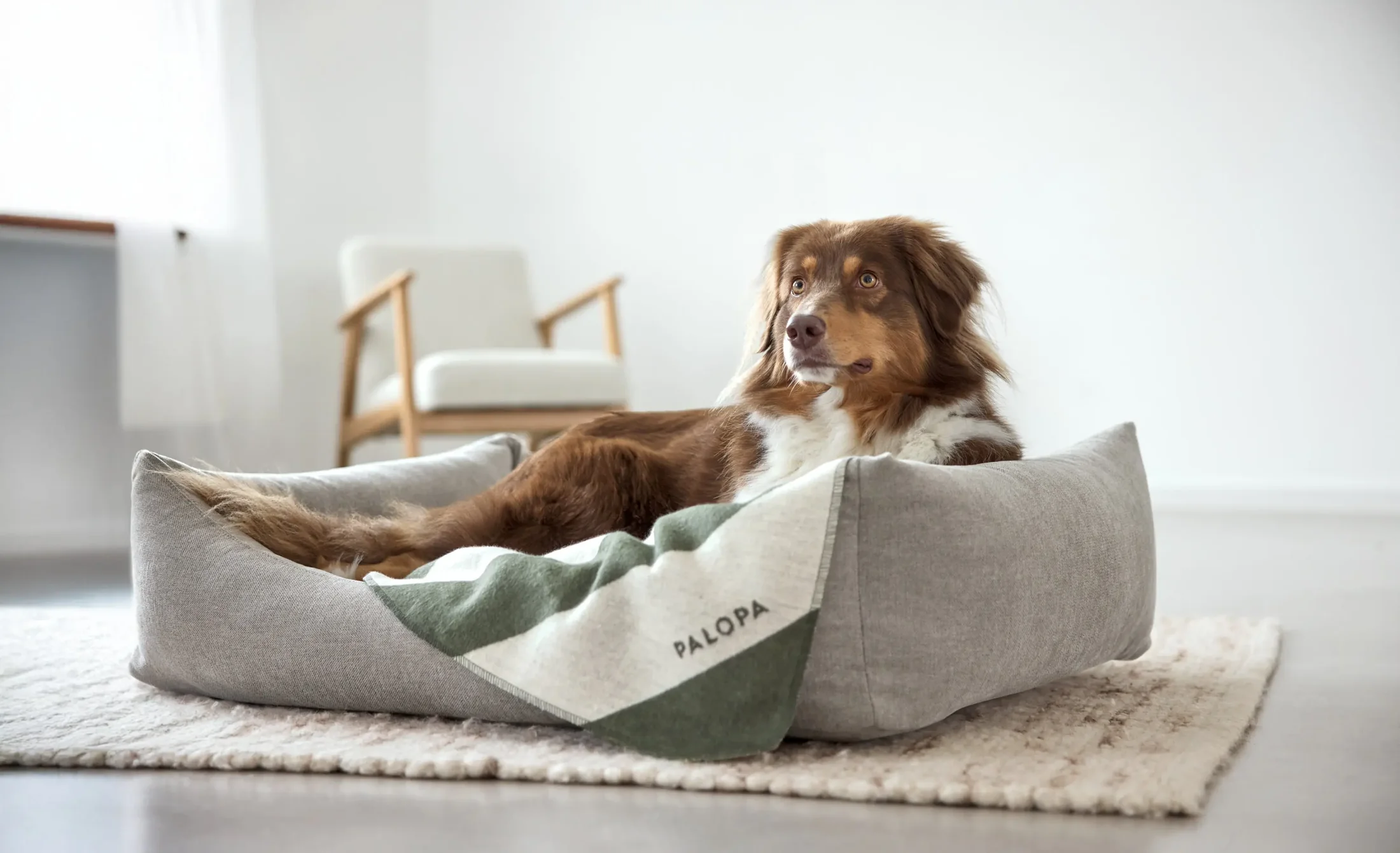 PALOPA Hundedecke M - Ida, Streifen Dunkelgrün