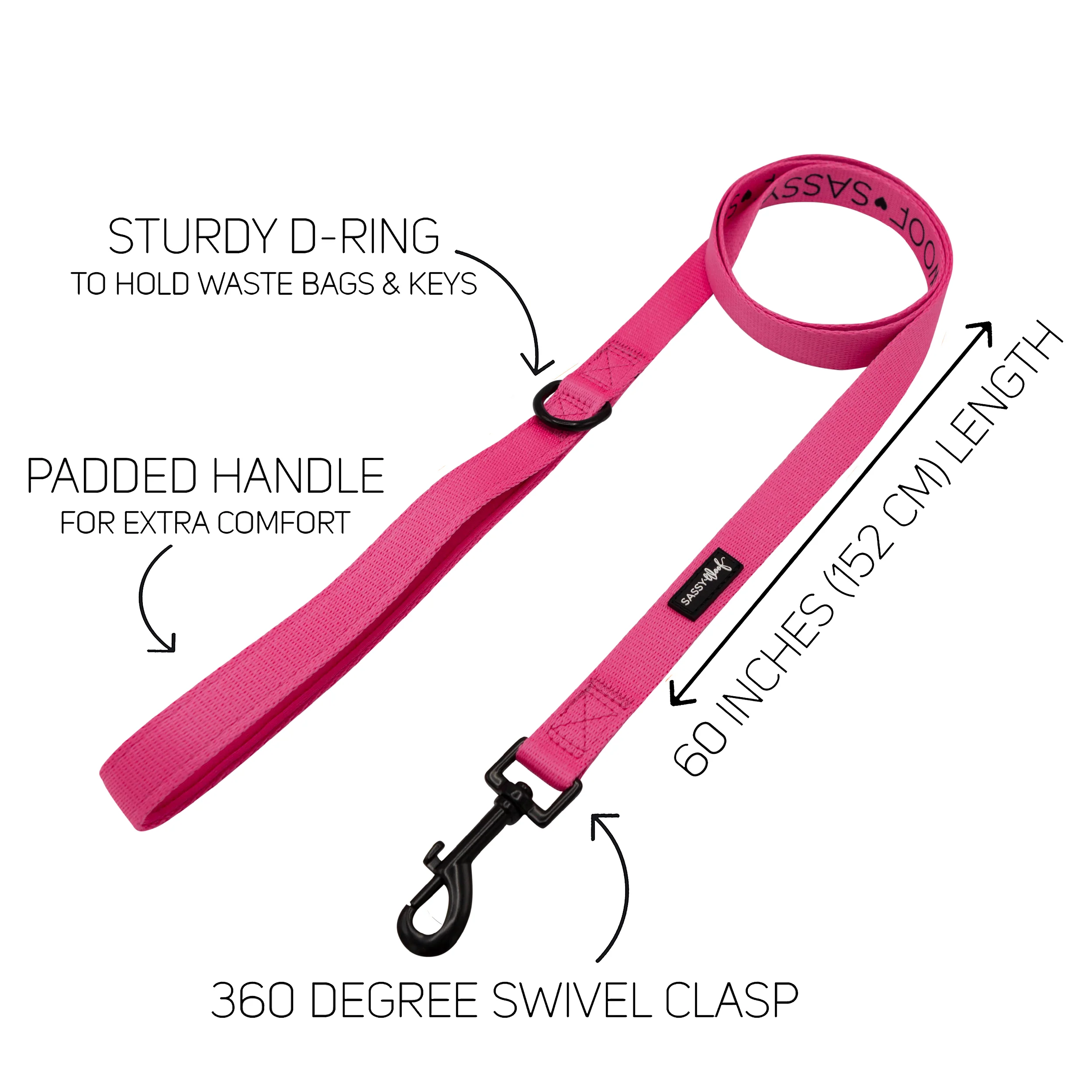 Sassy Woof Hundeleine Neon - Kollektion Pink