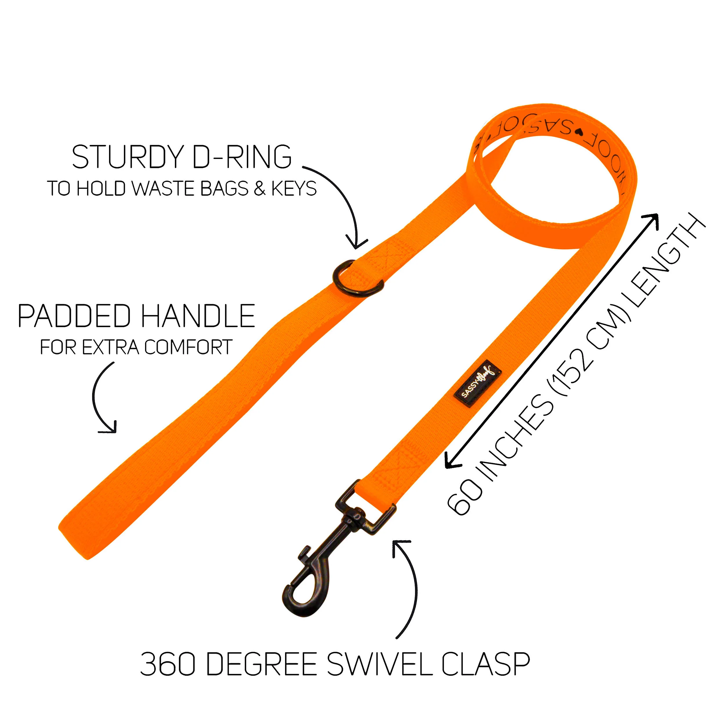 Sassy Woof Hundeleine Neon - Kollektion Orange