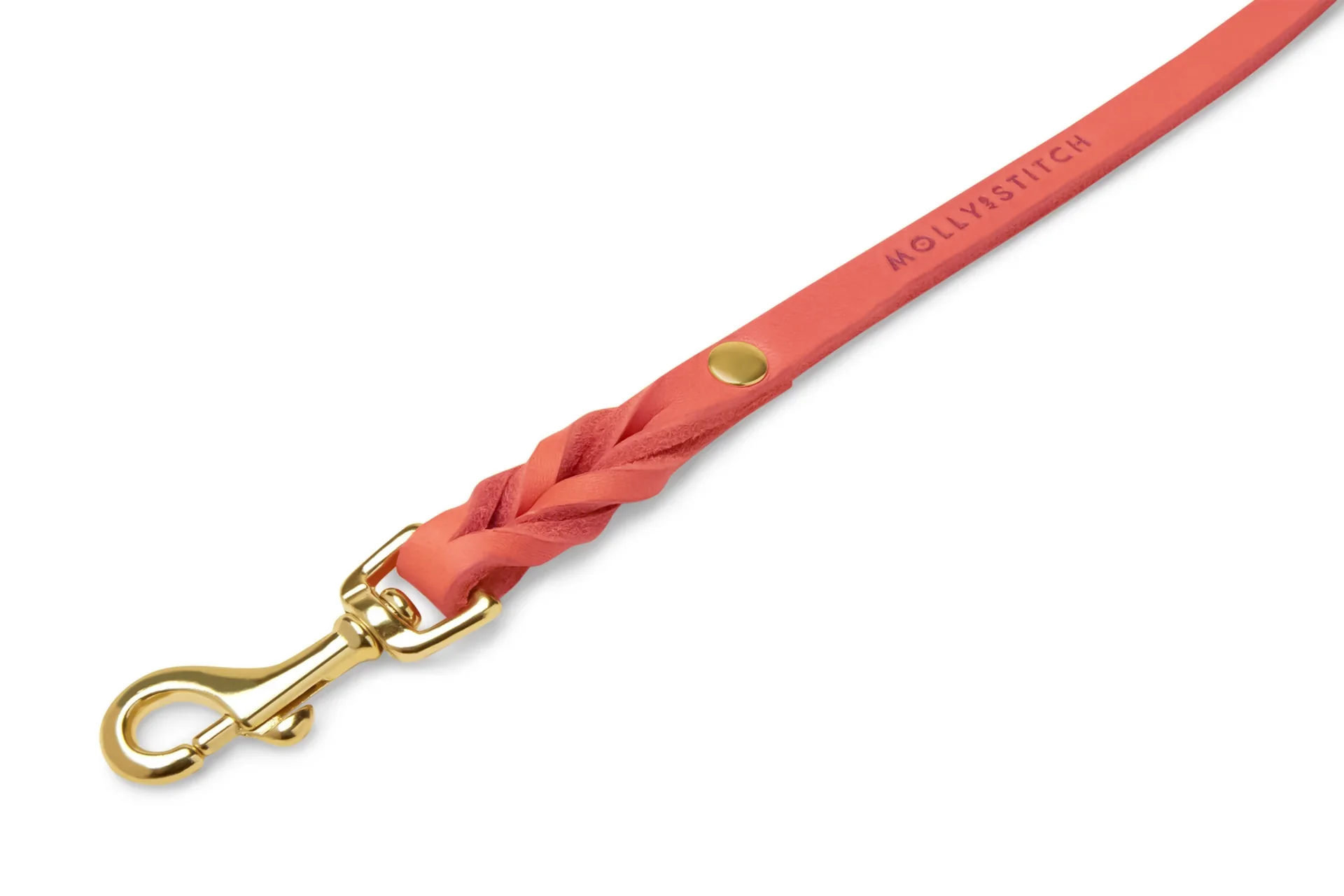 MOLLY & STITCH Butter Leather 3x verstellbare Hundeleine - Coral Pink