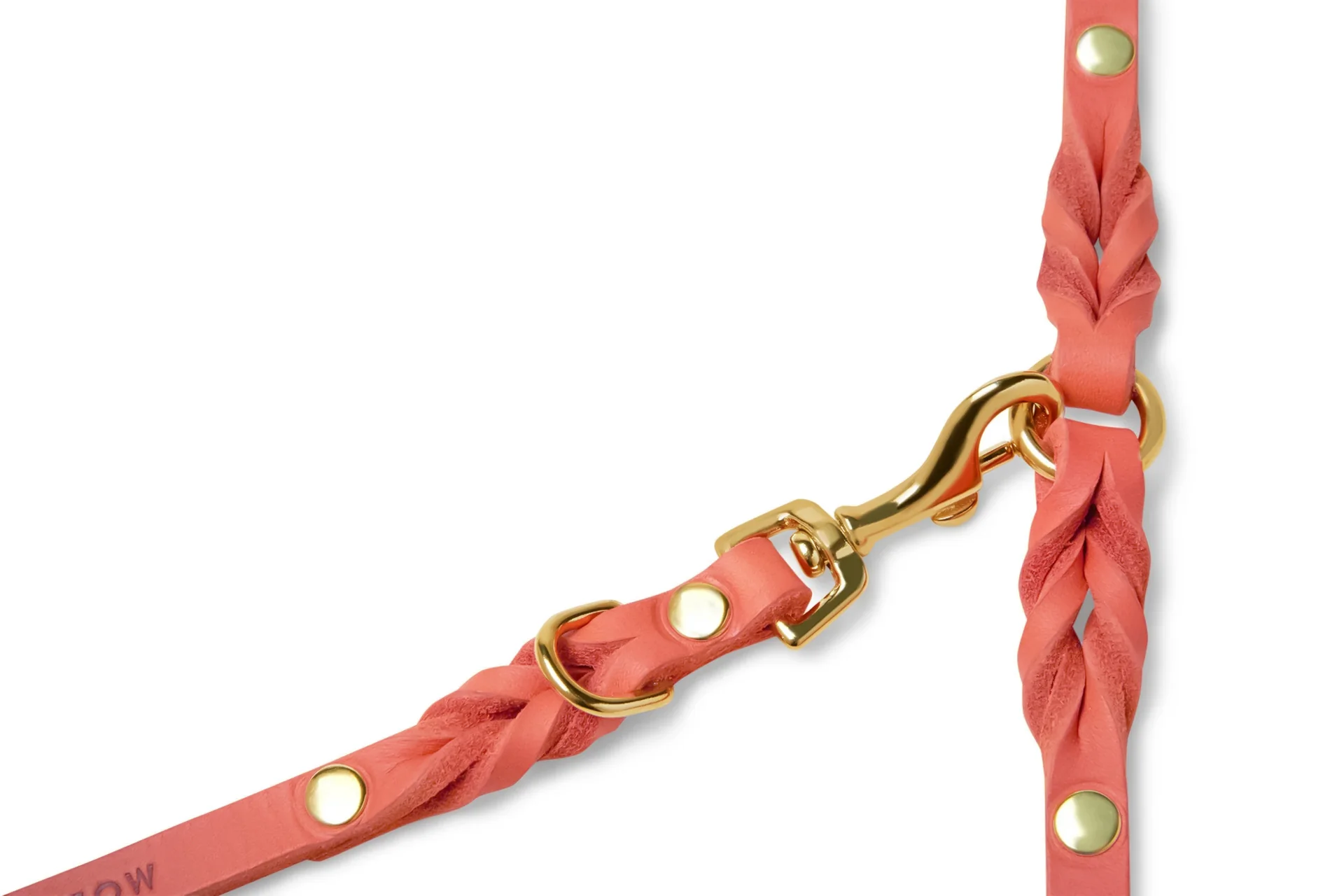 MOLLY & STITCH Butter Leather 3x verstellbare Hundeleine - Coral Pink